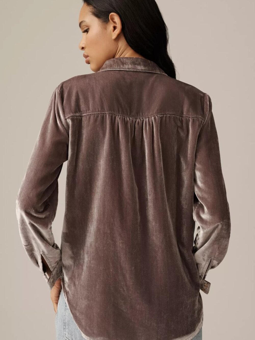 Anthropologie Pilcro Hadley Velvet Relaxed Buttondown Shirt S $128 NWT - Picture 2 of 4